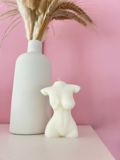 Buste féminin en cire coco soja – Édition octobre rose